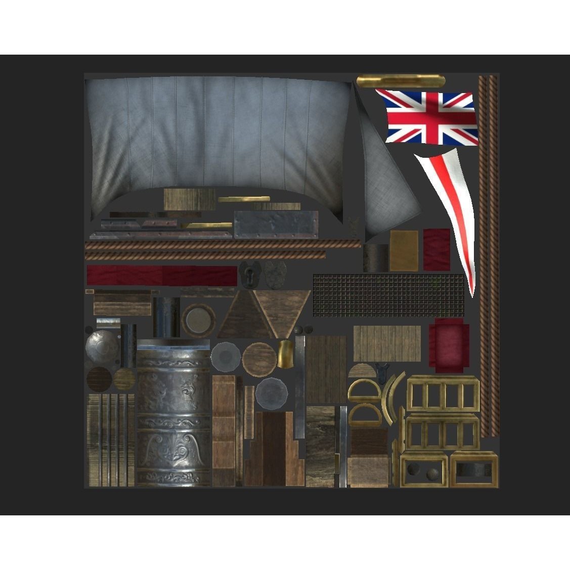 Ocean Brig - Low-Poly Game-Ready 3D Model