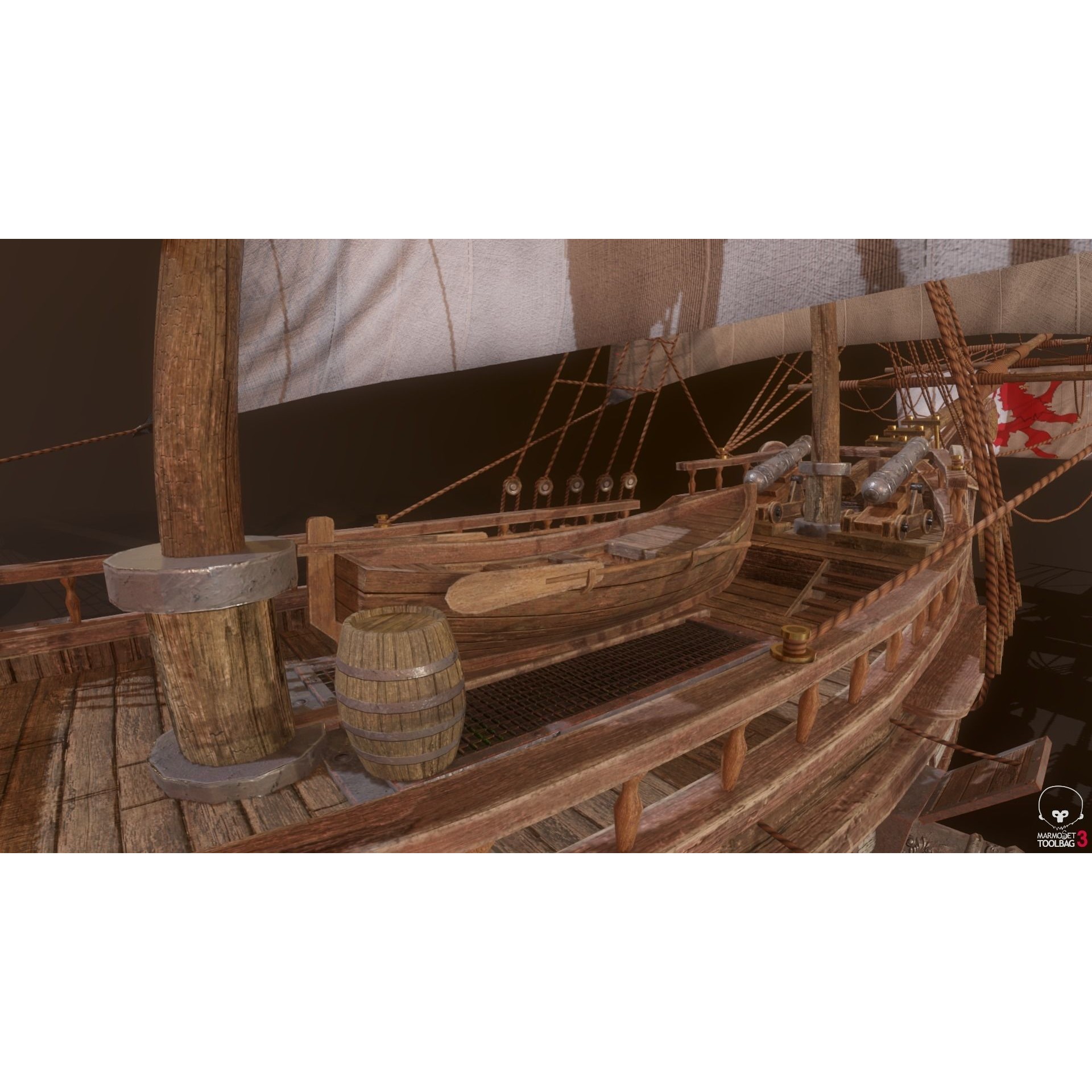 Ocean Brig - Low-Poly Game-Ready 3D Model - View 10