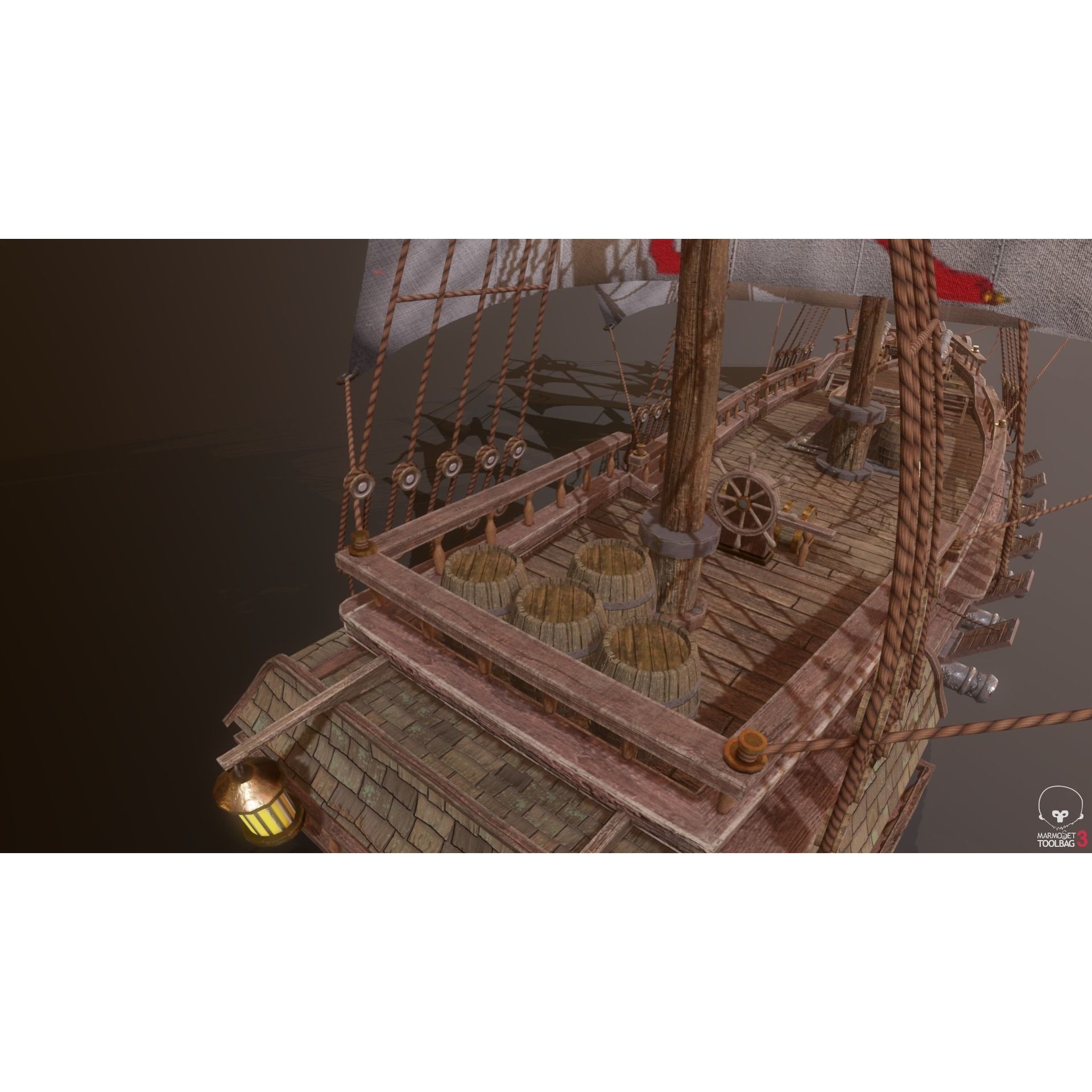 Ocean Brig - Low-Poly Game-Ready 3D Model - View 12