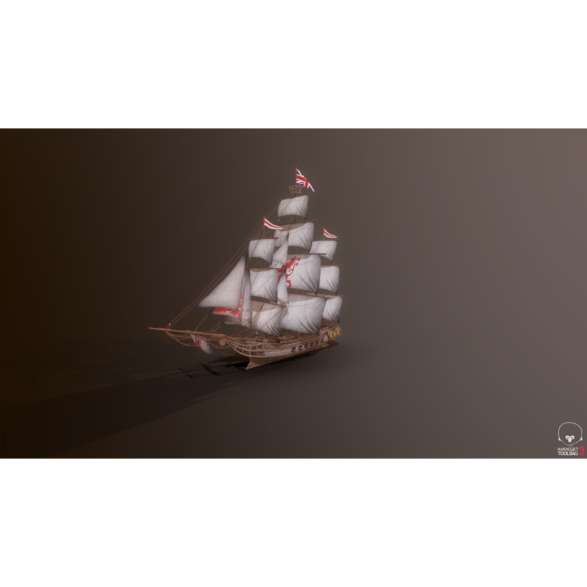 Ocean Brig - Low-Poly Game-Ready 3D Model - View 13