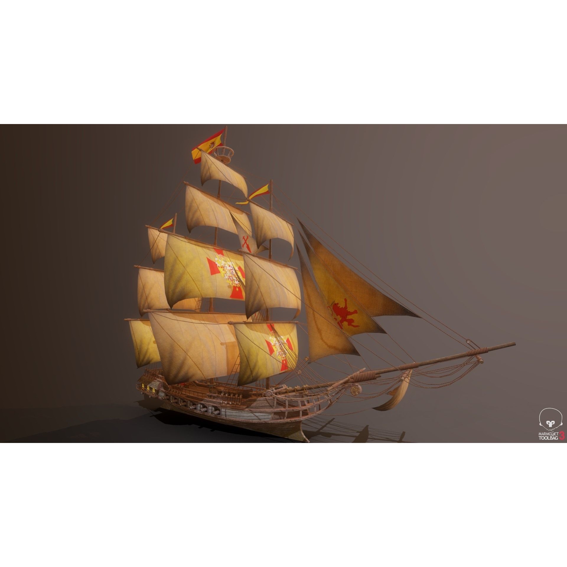 Ocean Brig - Low-Poly Game-Ready 3D Model - View 15