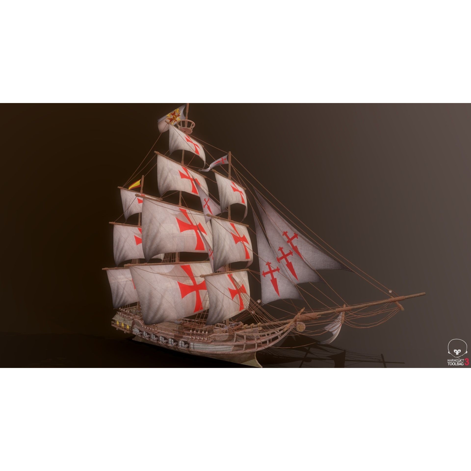 Ocean Brig - Low-Poly Game-Ready 3D Model - View 16