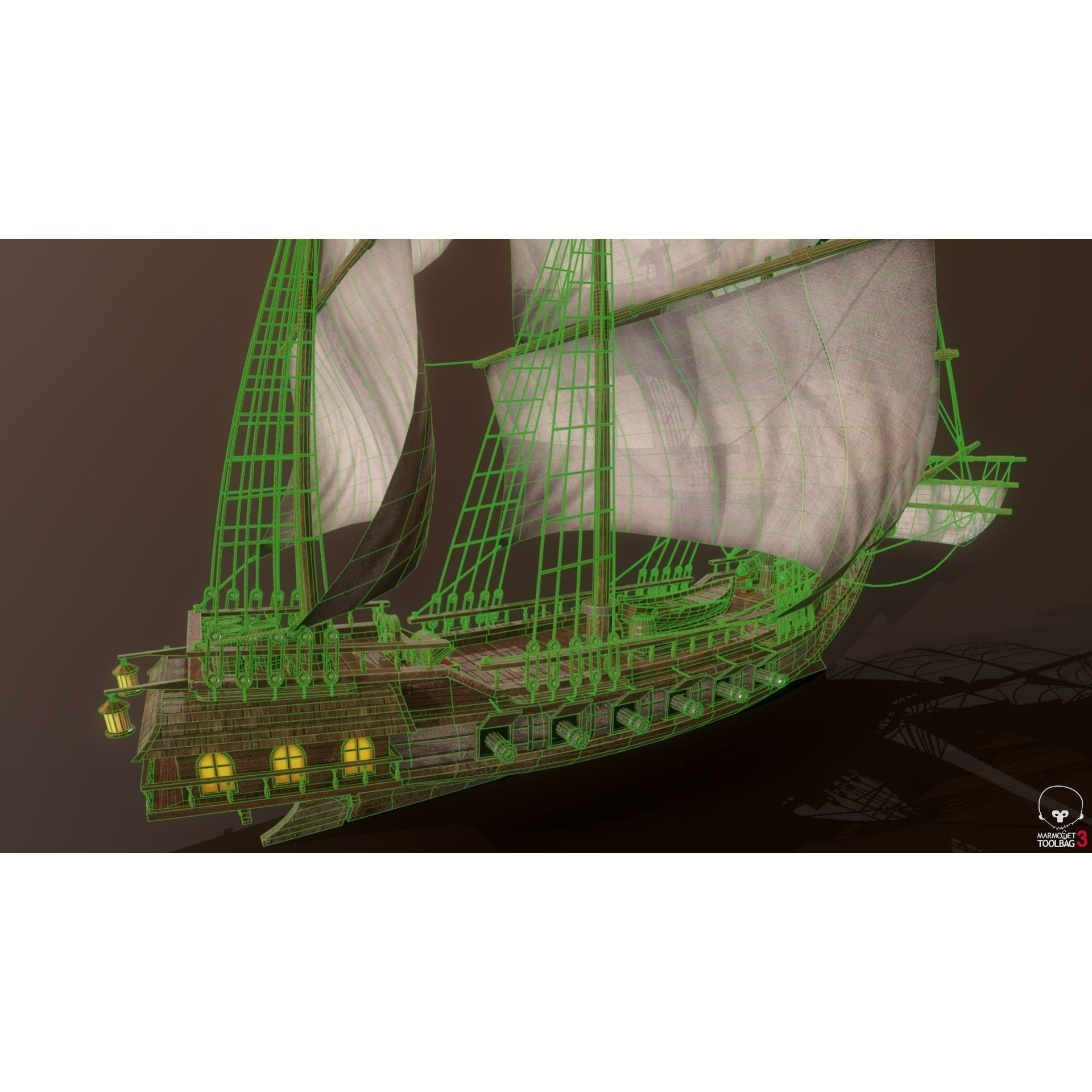 Ocean Brig - Low-Poly Game-Ready 3D Model - View 18