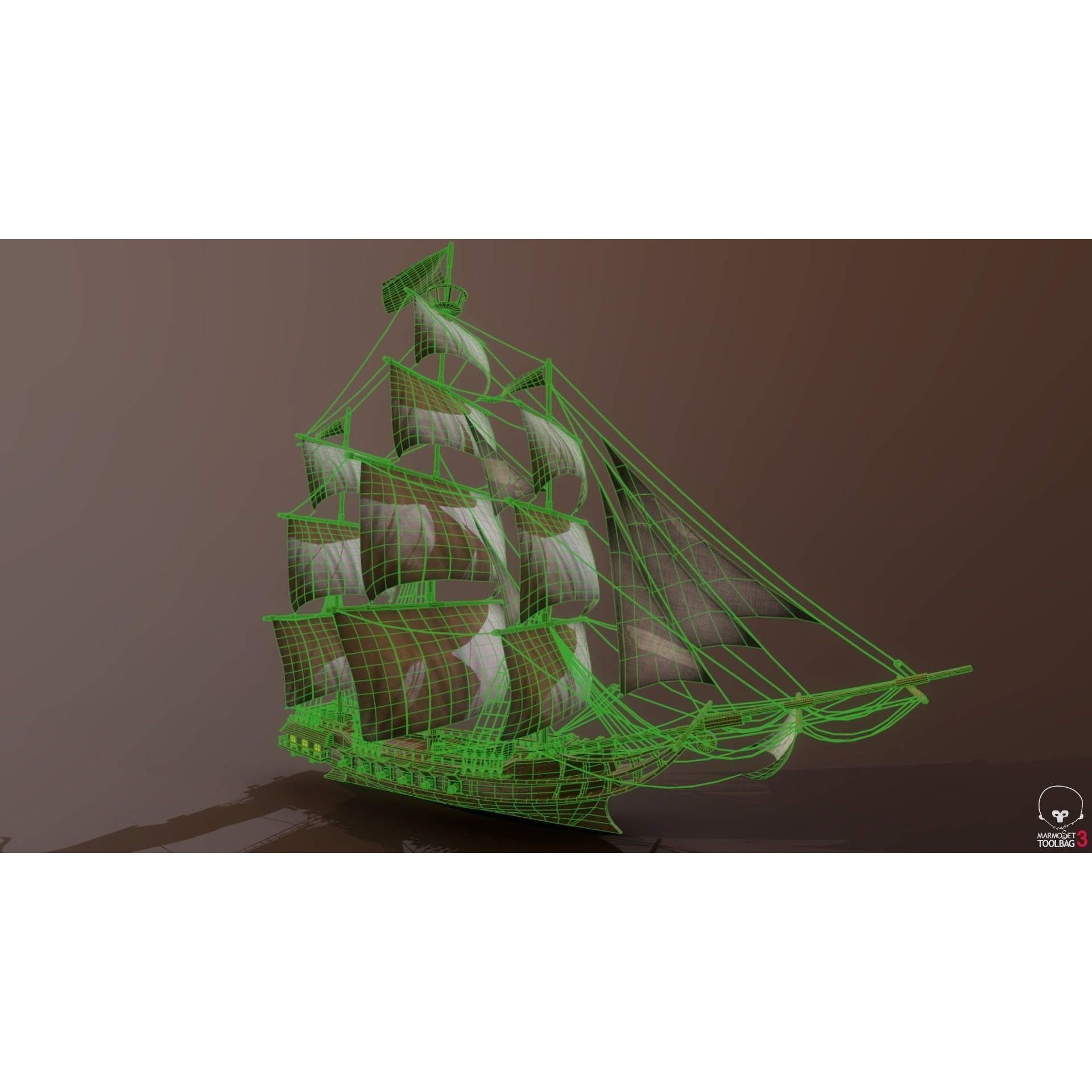 Ocean Brig - Low-Poly Game-Ready 3D Model - View 19