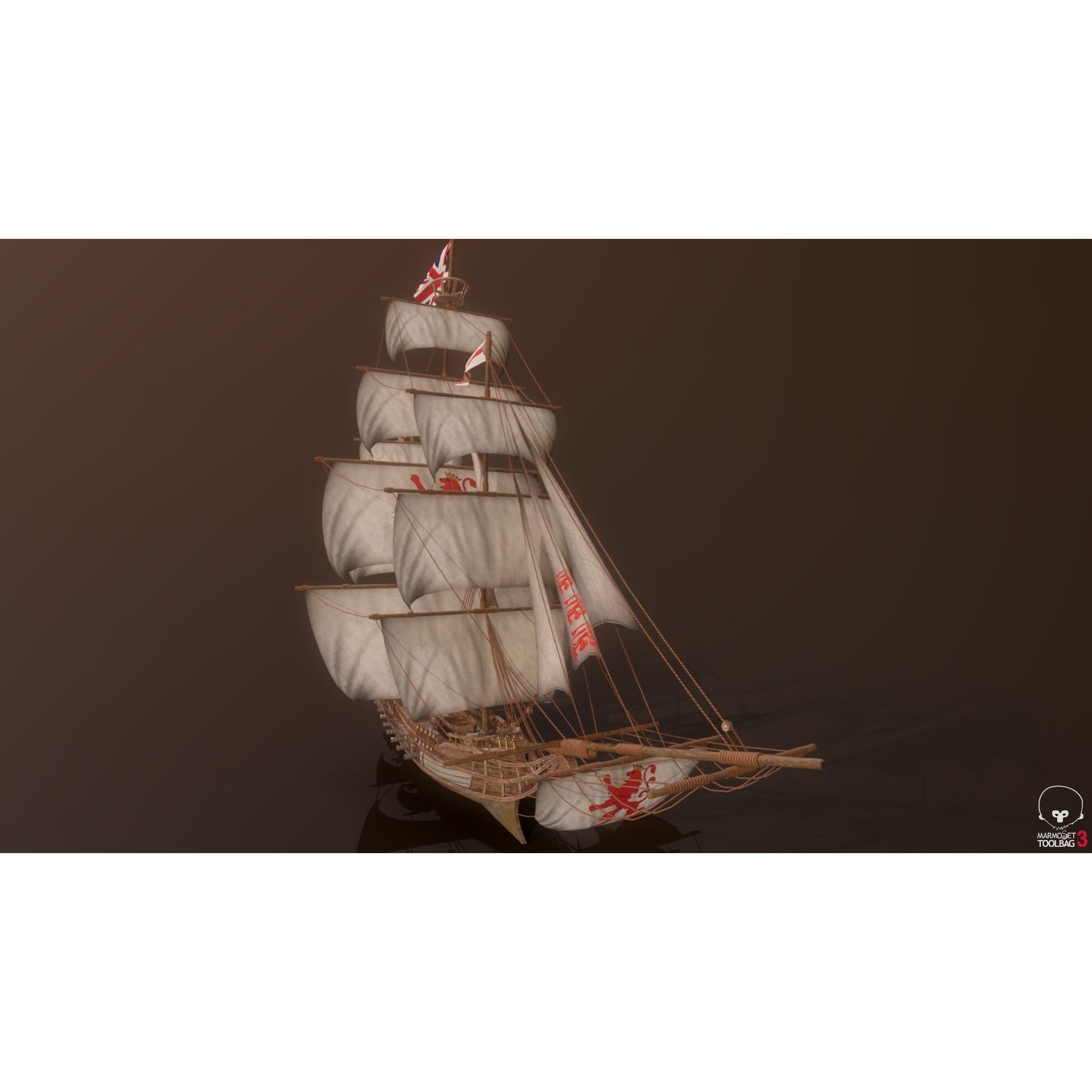 Ocean Brig - Low-Poly Game-Ready 3D Model - View 6