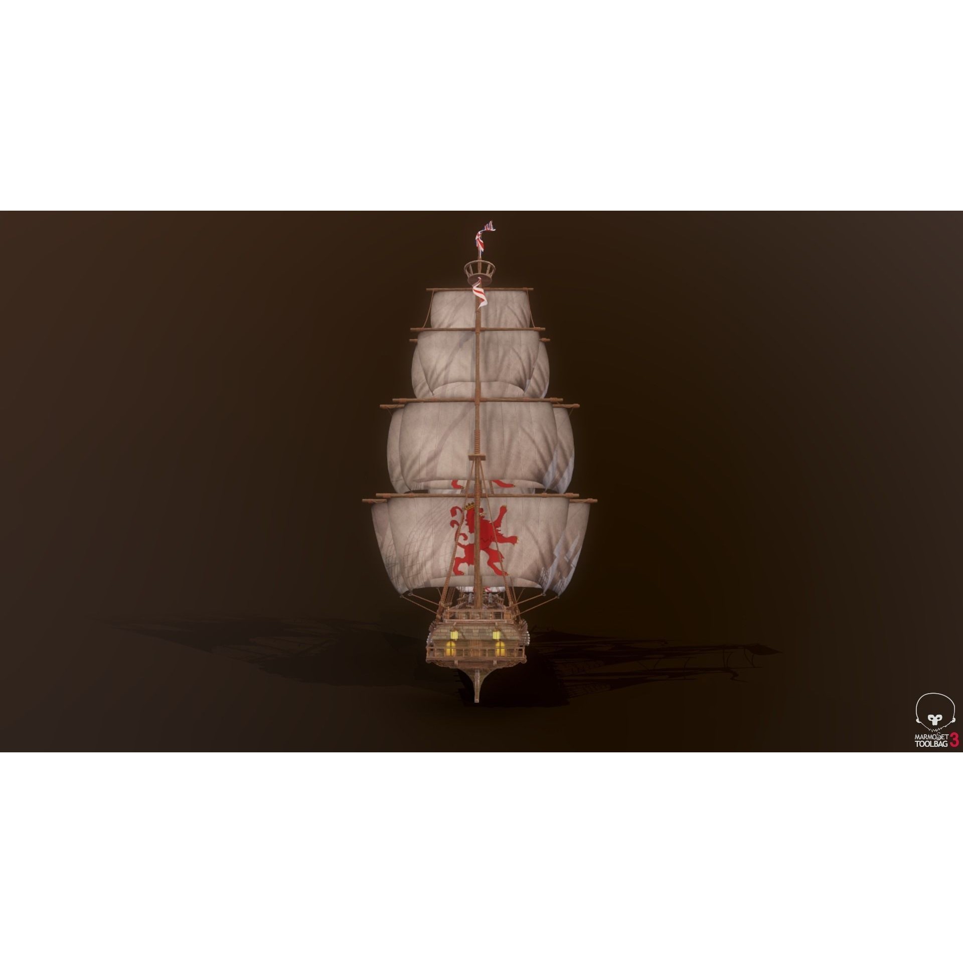 Ocean Brig - Low-Poly Game-Ready 3D Model - View 8
