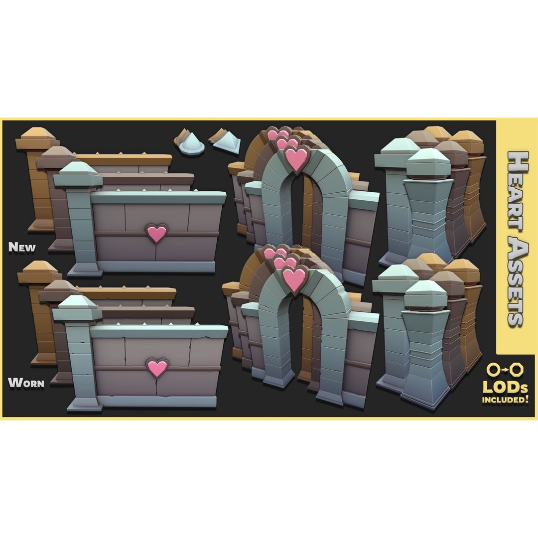 Modular Castle Walls 3D Model – Low Poly Game Asset, FBX, OBJ - View 11