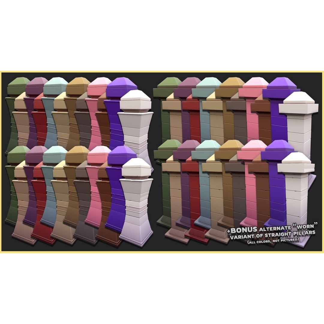 Modular Castle Walls 3D Model – Low Poly Game Asset, FBX, OBJ - View 17