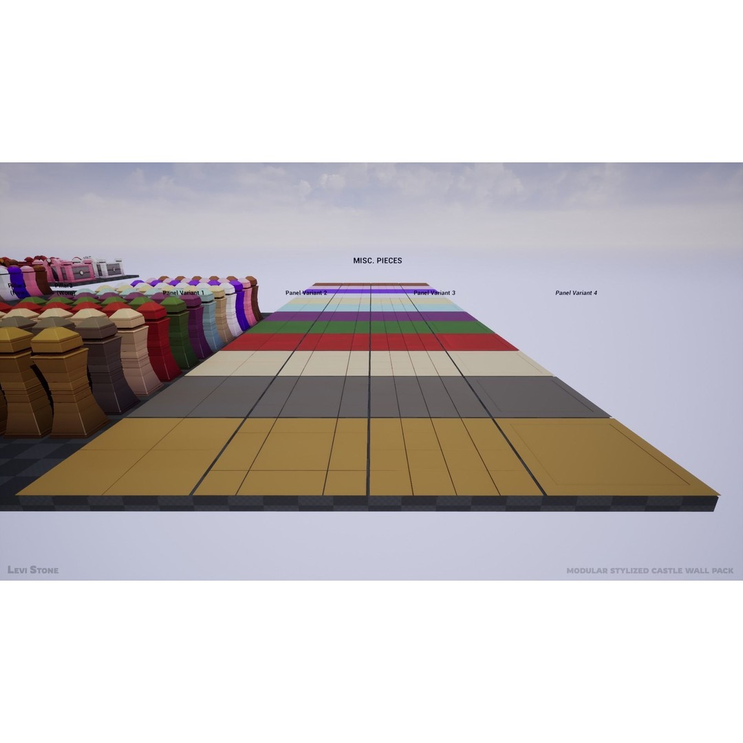 Modular Castle Walls 3D Model – Low Poly Game Asset, FBX, OBJ - View 19