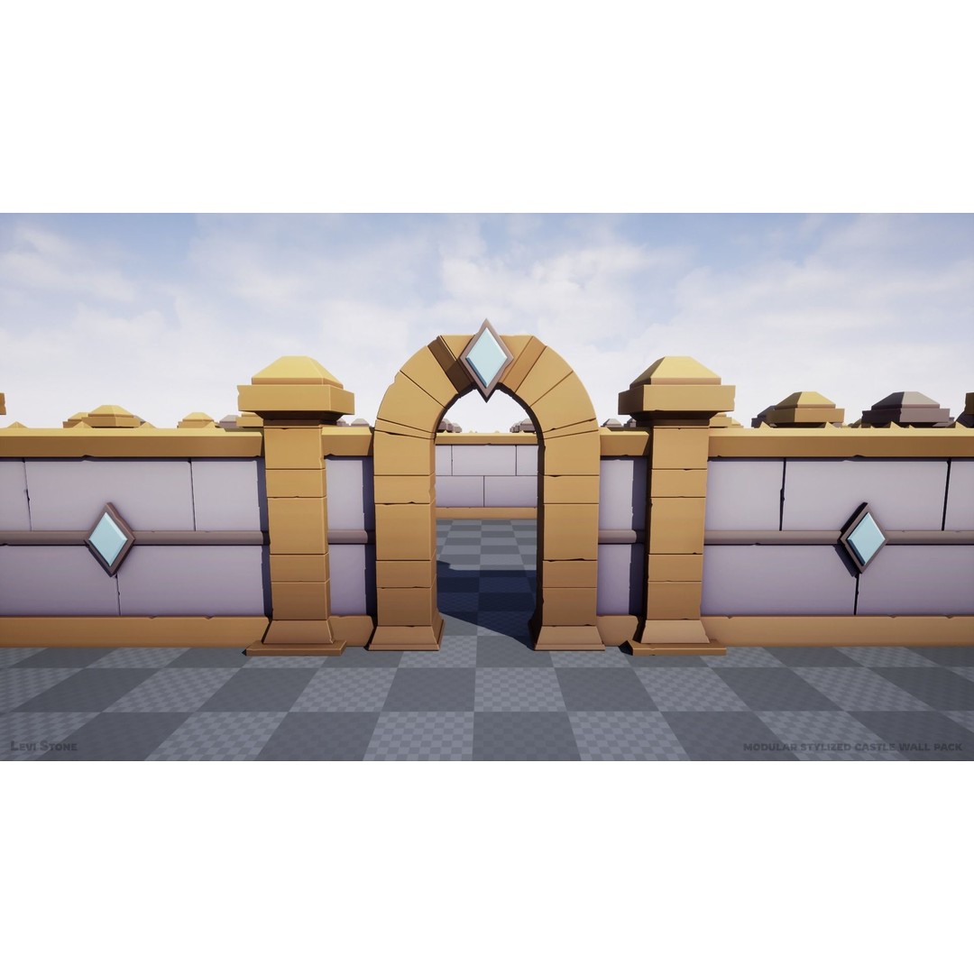 Modular Castle Walls 3D Model – Low Poly Game Asset, FBX, OBJ - View 21