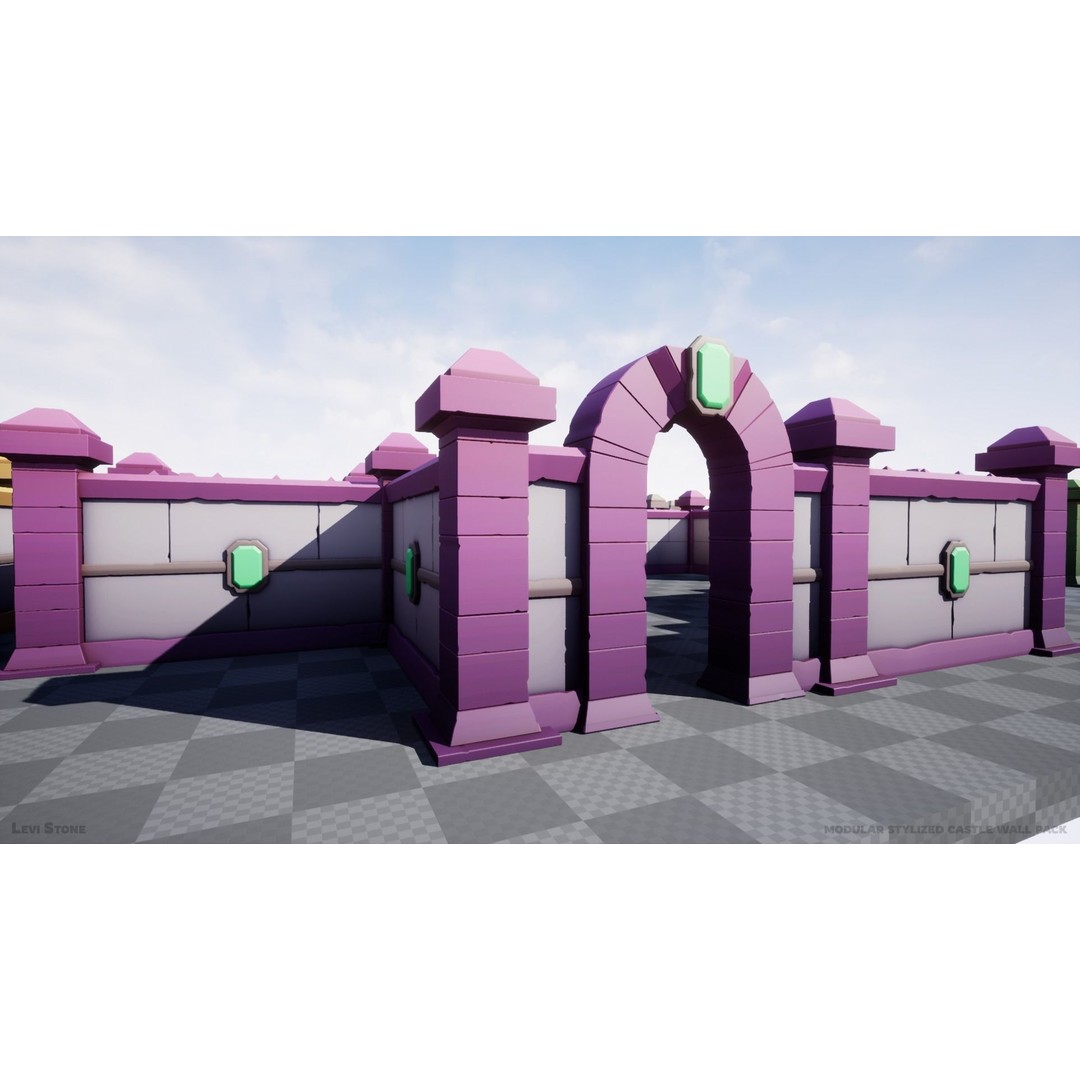 Modular Castle Walls 3D Model – Low Poly Game Asset, FBX, OBJ - View 23