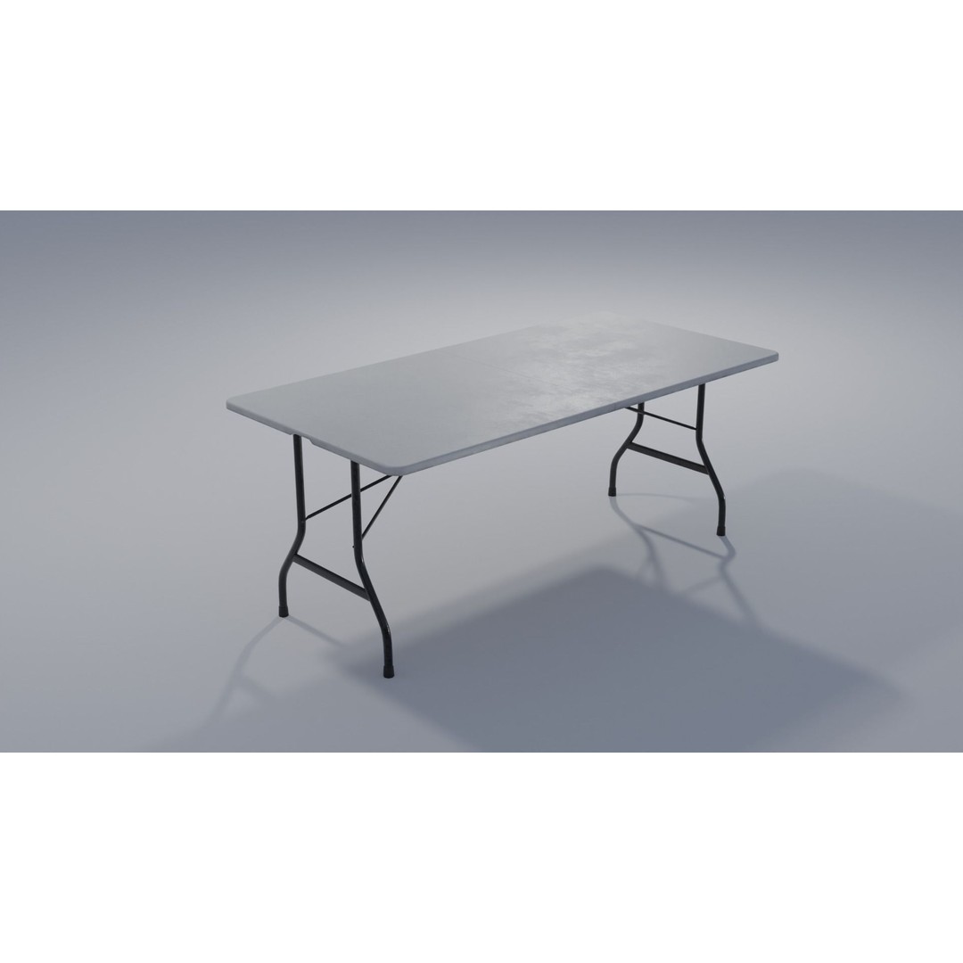 Folding Table 3D Model – Low Poly Furniture with PBR Textures, FBX - View 3