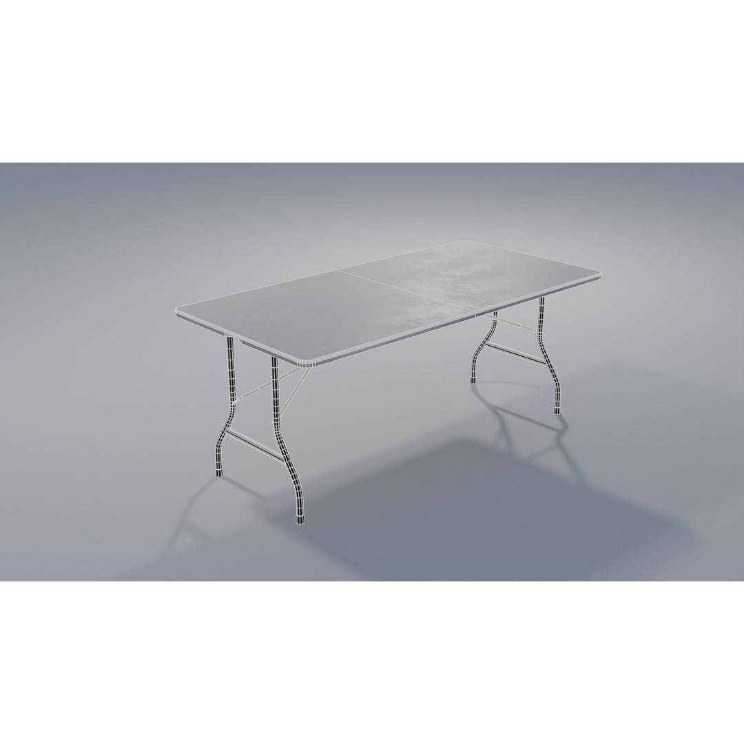 Folding Table 3D Model – Low Poly Furniture with PBR Textures, FBX - View 4