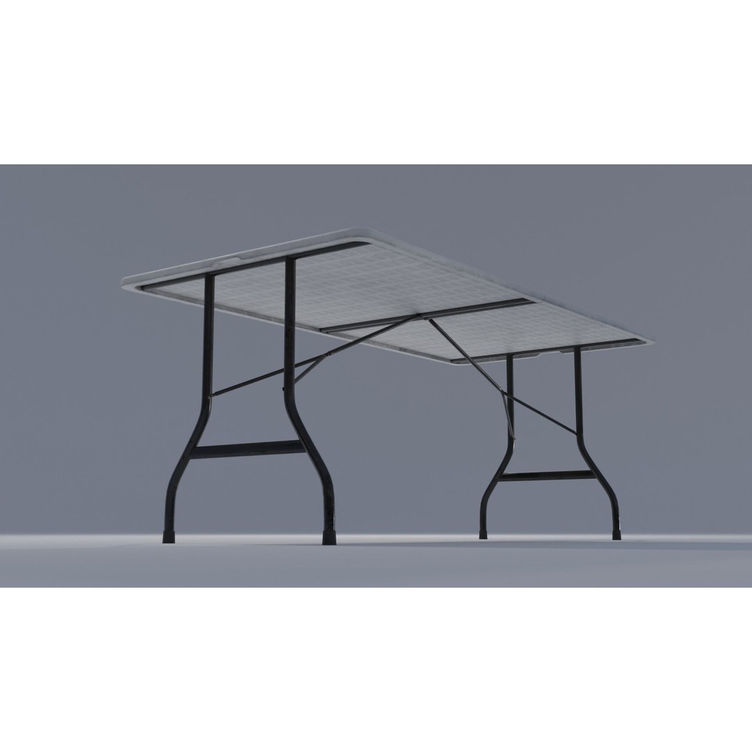 Folding Table 3D Model – Low Poly Furniture with PBR Textures, FBX - View 9