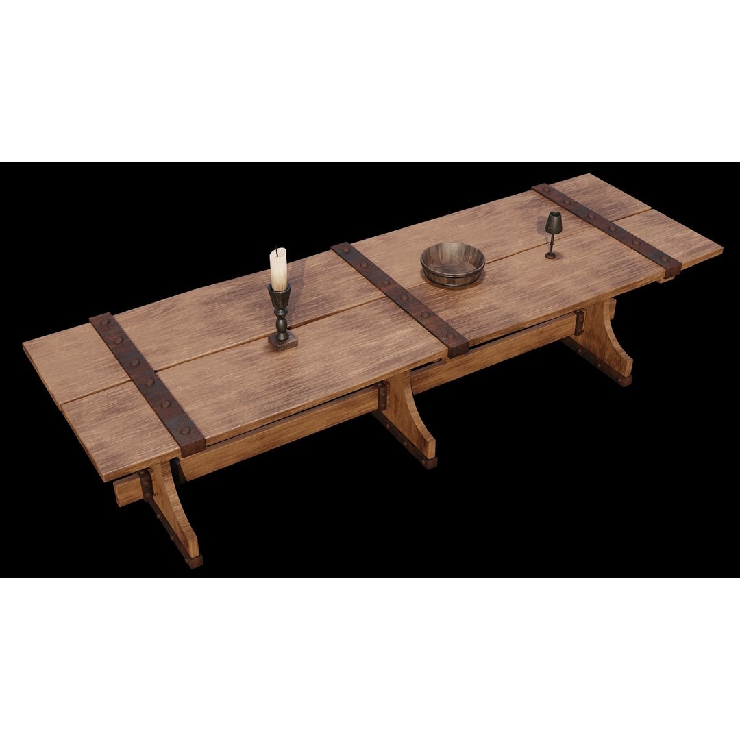 PBR Wood Furniture 3D Model – Low Poly Game Asset, FBX, OBJ, Blender - View 13