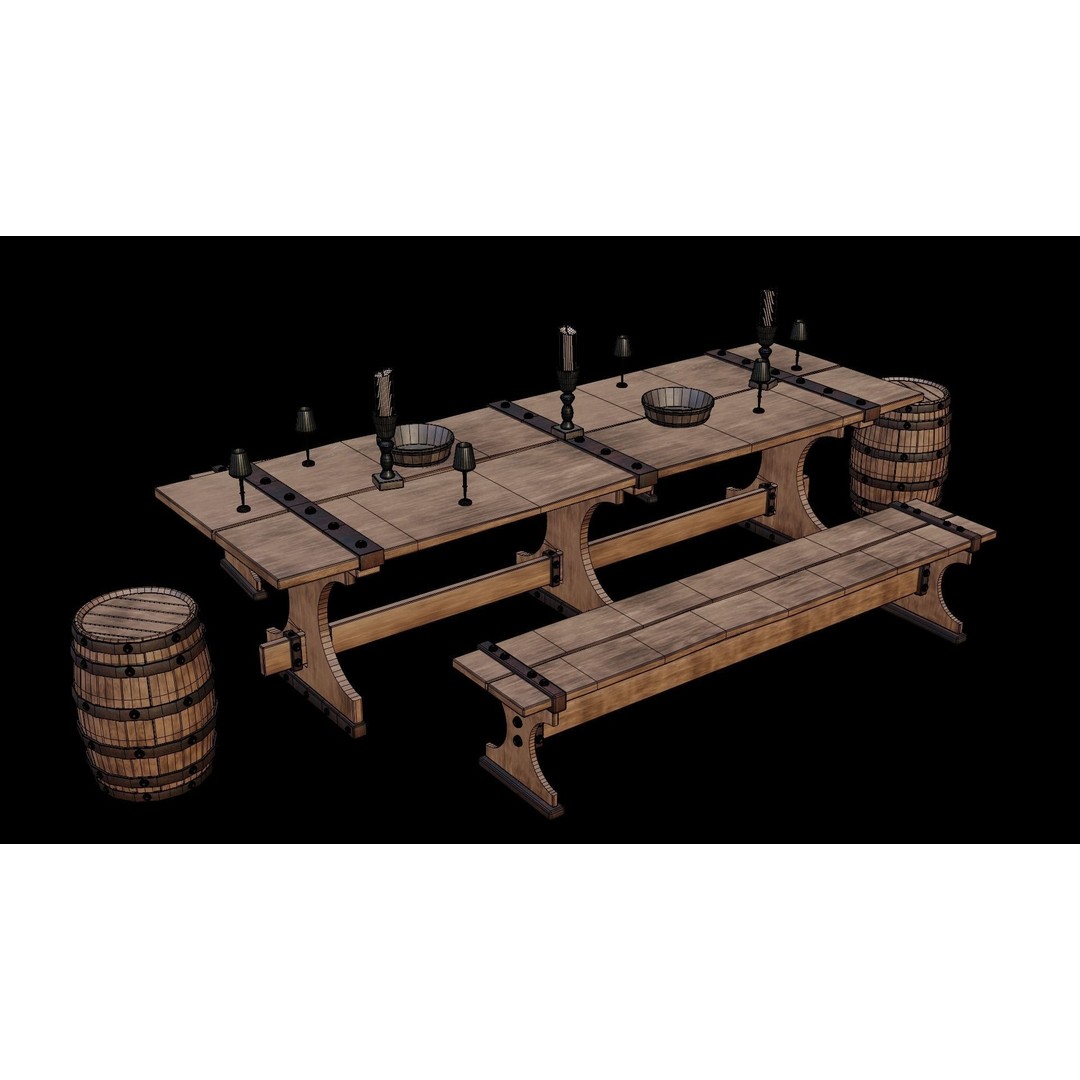 PBR Wood Furniture 3D Model – Low Poly Game Asset, FBX, OBJ, Blender - View 18