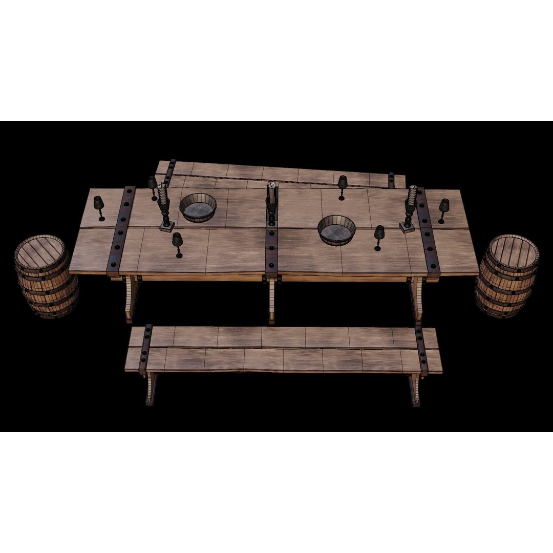 PBR Wood Furniture 3D Model – Low Poly Game Asset, FBX, OBJ, Blender - View 19