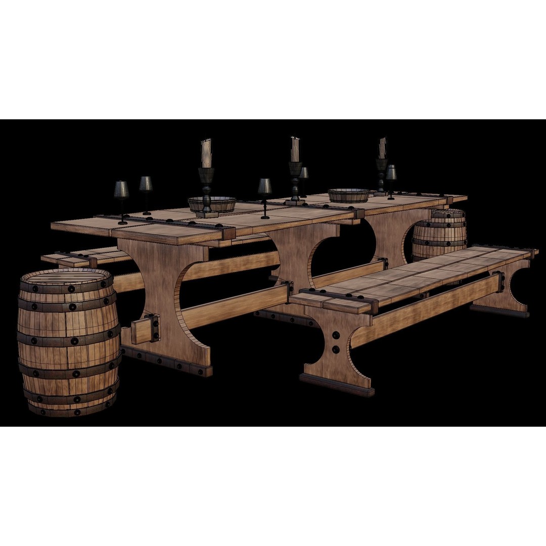 PBR Wood Furniture 3D Model – Low Poly Game Asset, FBX, OBJ, Blender - View 20