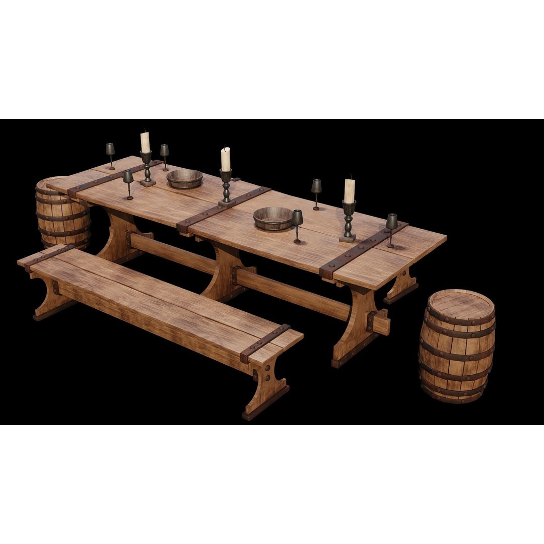 PBR Wood Furniture 3D Model – Low Poly Game Asset, FBX, OBJ, Blender - View 4