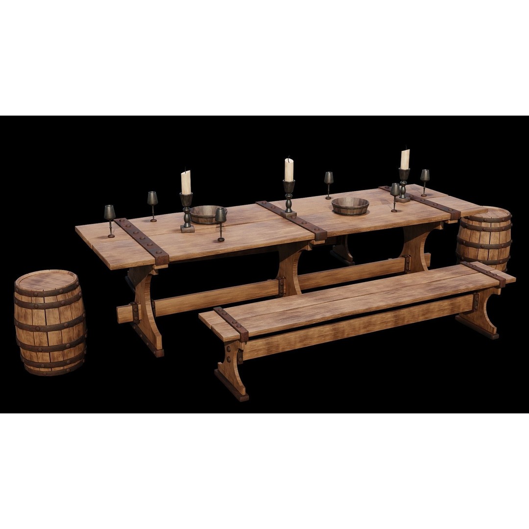 PBR Wood Furniture 3D Model – Low Poly Game Asset, FBX, OBJ, Blender - View 5