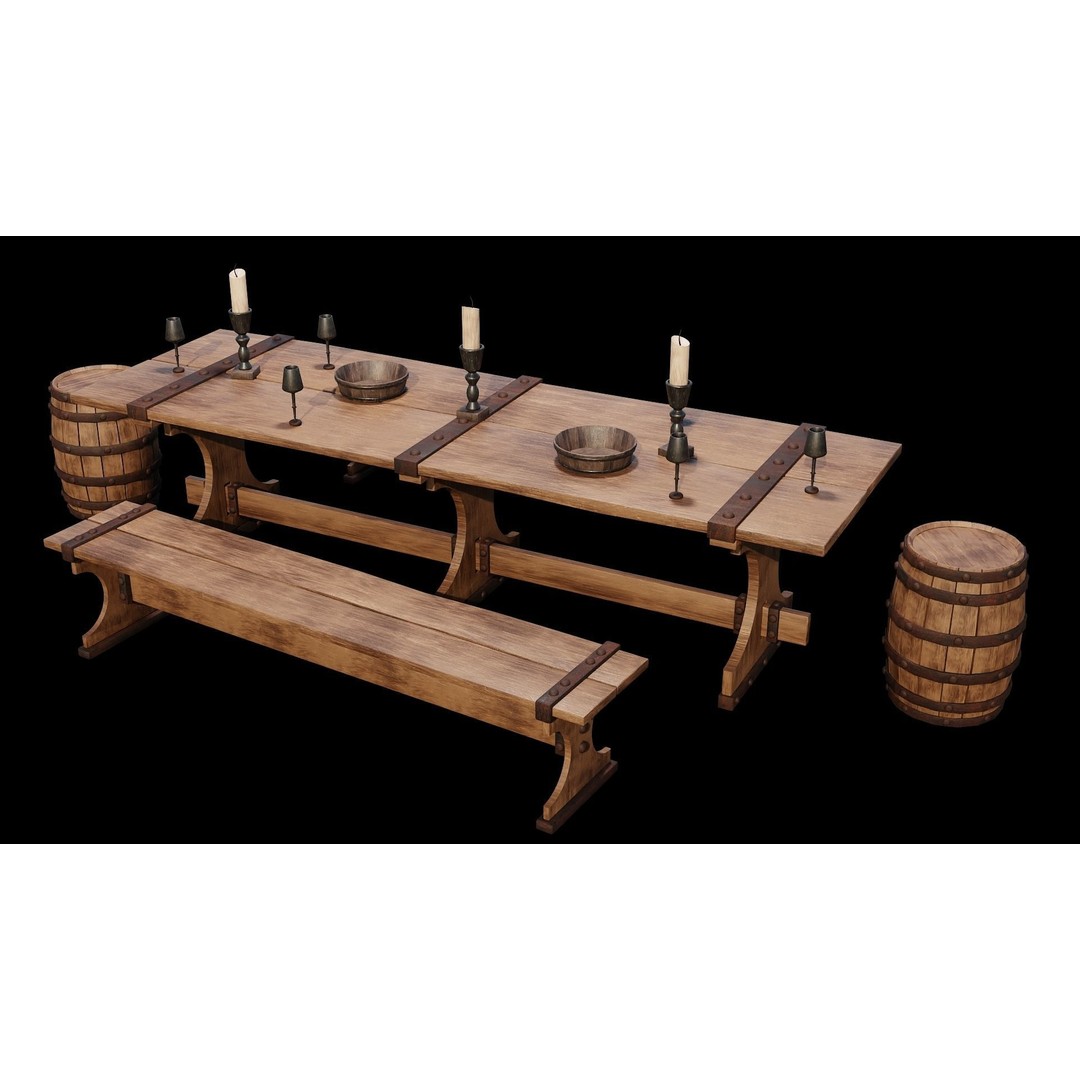 PBR Wood Furniture 3D Model – Low Poly Game Asset, FBX, OBJ, Blender - View 6