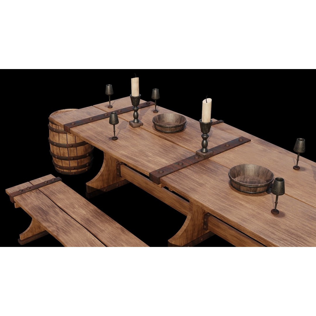 PBR Wood Furniture 3D Model – Low Poly Game Asset, FBX, OBJ, Blender - View 7