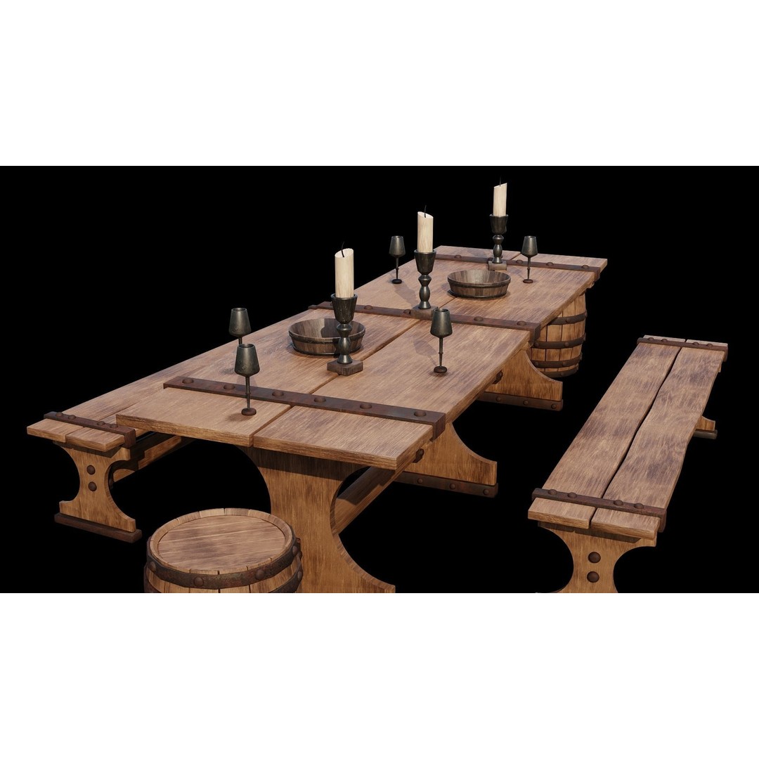PBR Wood Furniture 3D Model – Low Poly Game Asset, FBX, OBJ, Blender - View 8