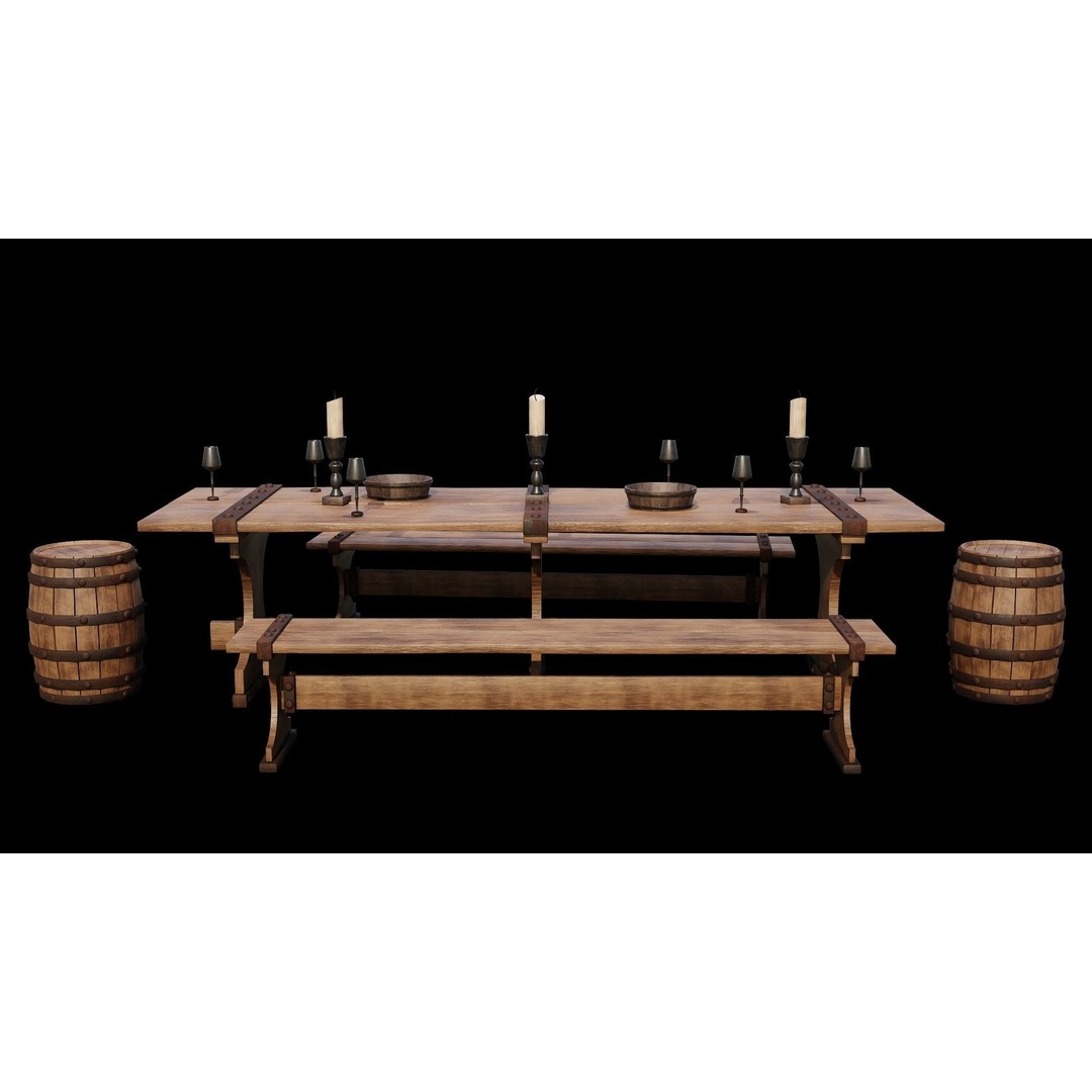 PBR Wood Furniture 3D Model – Low Poly Game Asset, FBX, OBJ, Blender - View 9