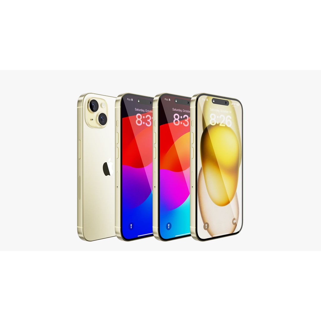 Apple iPhone 15 Yellow 3D Model – High Poly PBR Asset, FBX, OBJ - View 3