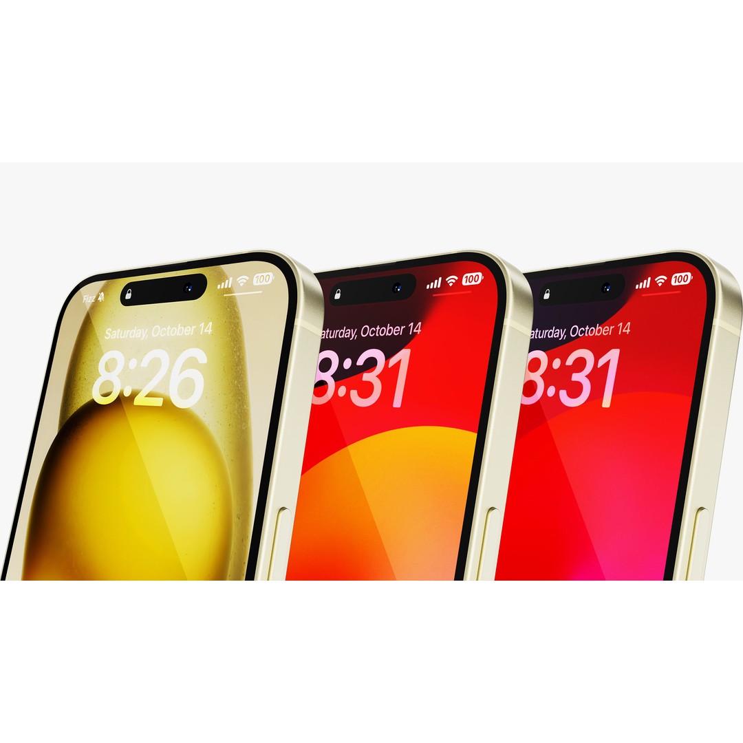 Apple iPhone 15 Yellow 3D Model – High Poly PBR Asset, FBX, OBJ - View 7