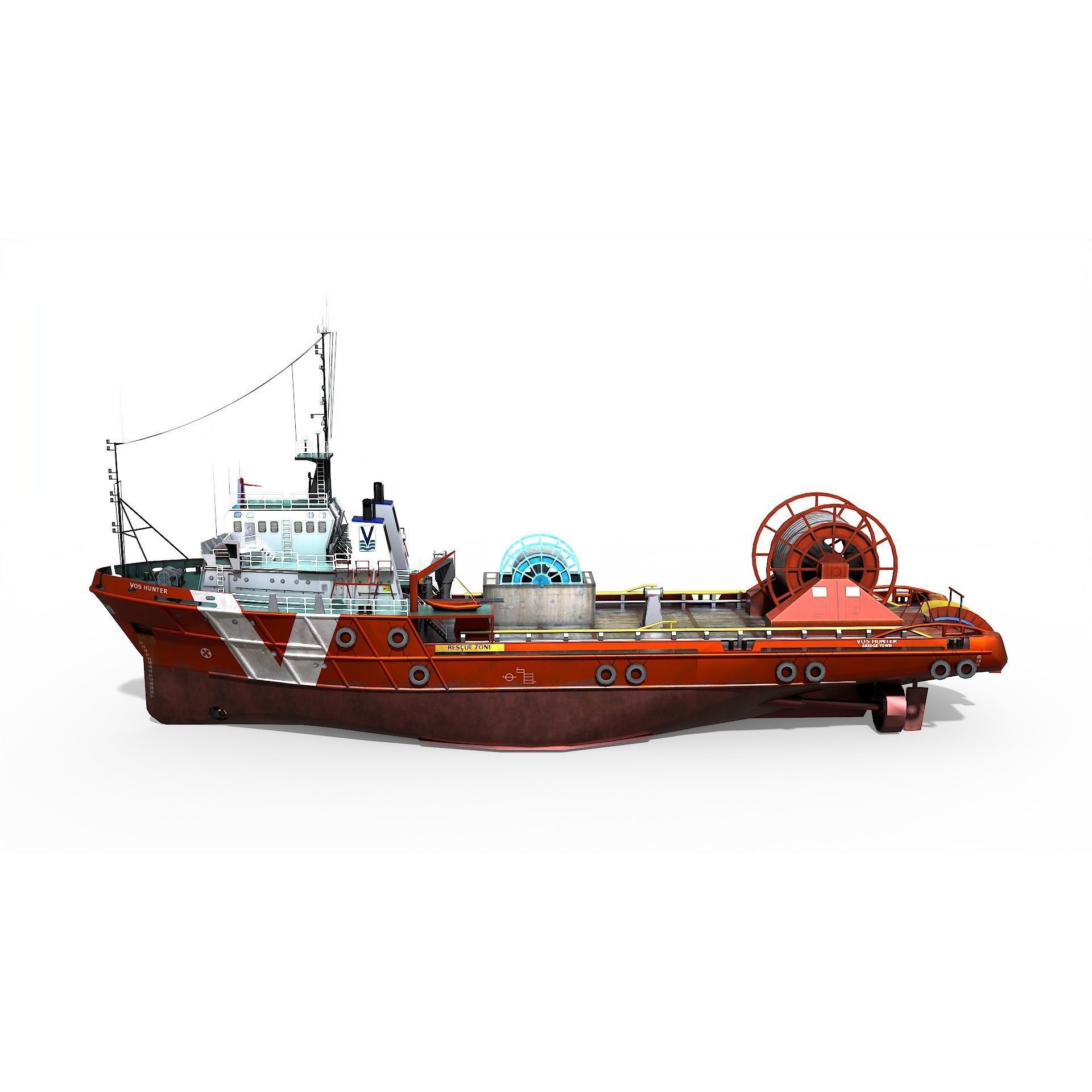 AHTS VOS Hunter - Low-Poly Game-Ready 3D Model - View 4