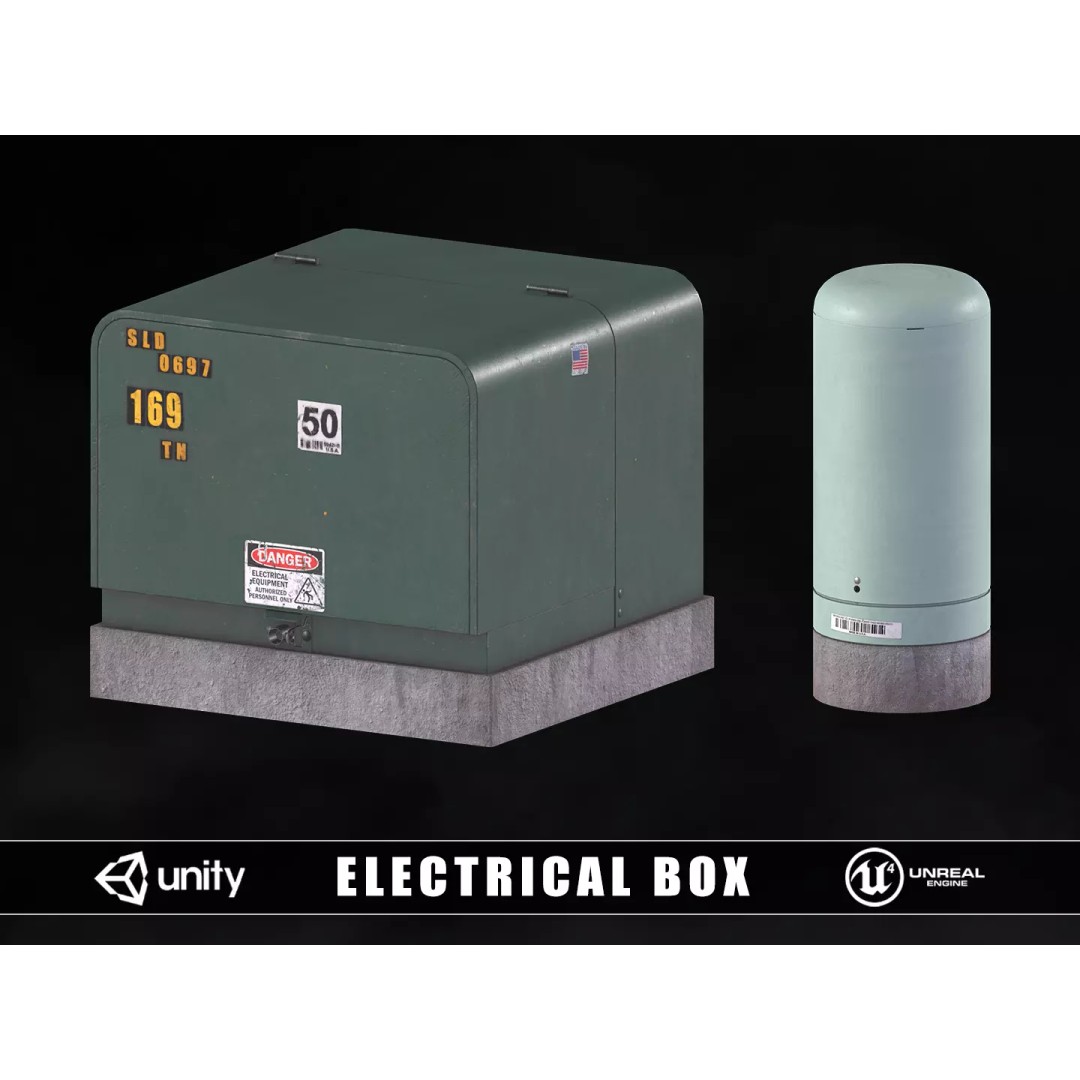 Electrical Box 3D Model – Low Poly PBR Asset, FBX, OBJ - View 2