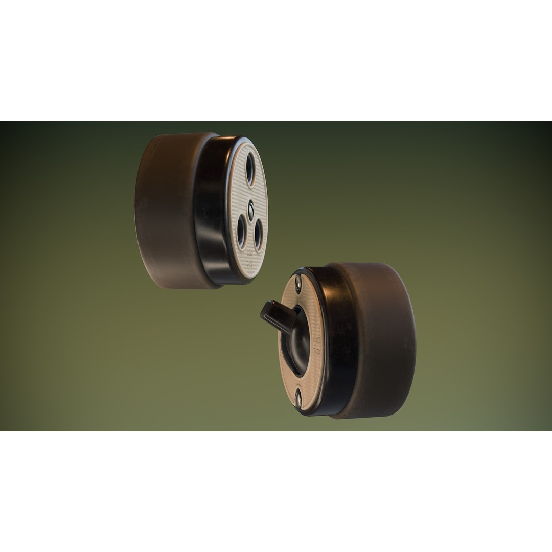 Vintage Power Switch and Socket 3D Model – Low Poly PBR Game Asset, FBX - View 5