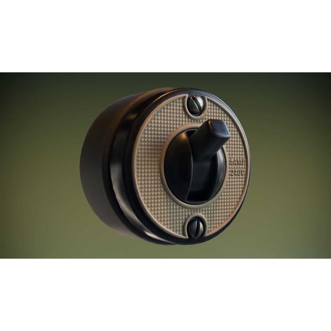Vintage Power Switch and Socket 3D Model – Low Poly PBR Game Asset, FBX - View 6