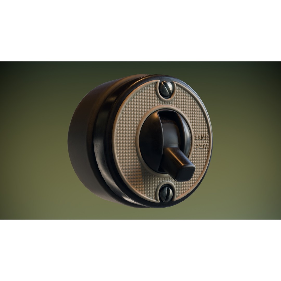 Vintage Power Switch and Socket 3D Model – Low Poly PBR Game Asset, FBX - View 7