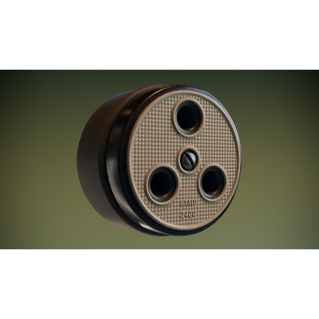 Vintage Power Switch and Socket 3D Model – Low Poly PBR Game Asset, FBX - View 8