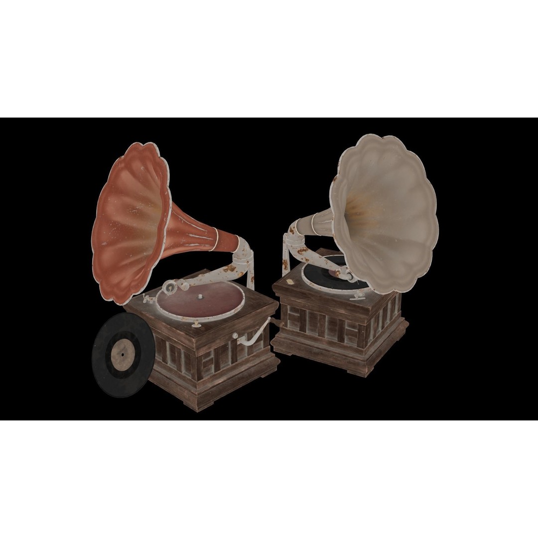 Used Soviet Gramophone 3D Model – Low Poly Game Asset, FBX - View 10