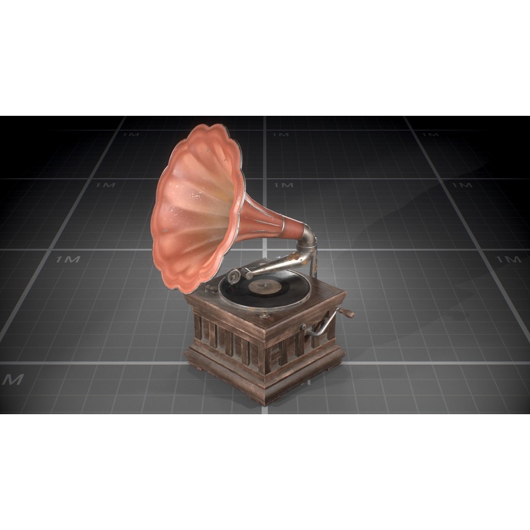 Used Soviet Gramophone 3D Model – Low Poly Game Asset, FBX - View 4