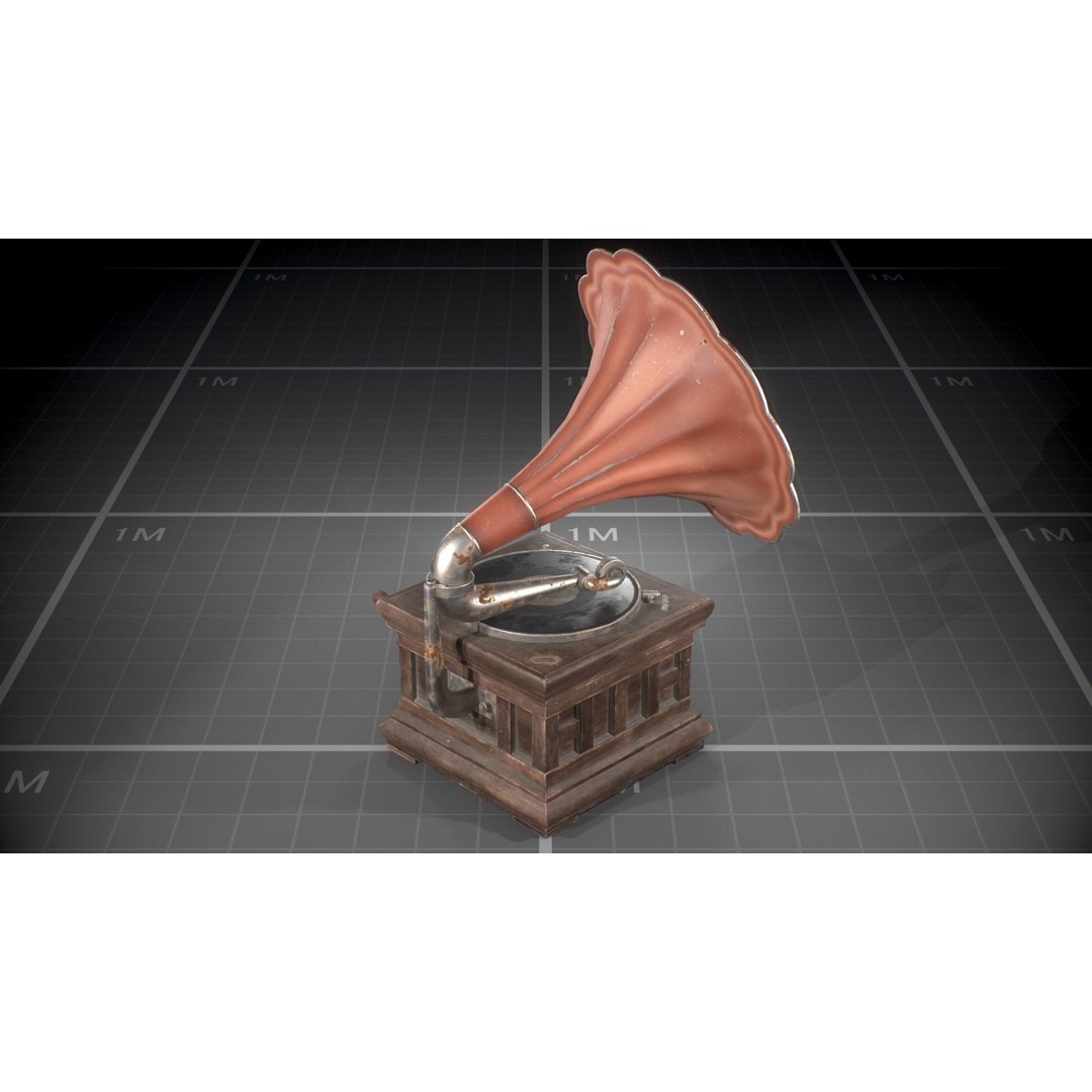 Used Soviet Gramophone 3D Model – Low Poly Game Asset, FBX - View 5