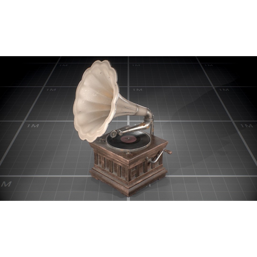 Used Soviet Gramophone 3D Model – Low Poly Game Asset, FBX - View 6