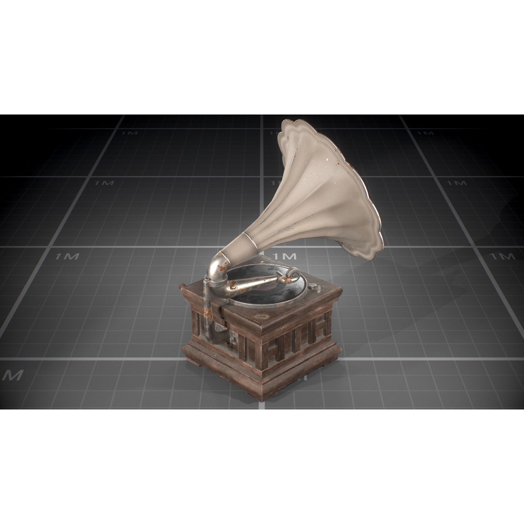 Used Soviet Gramophone 3D Model – Low Poly Game Asset, FBX - View 7