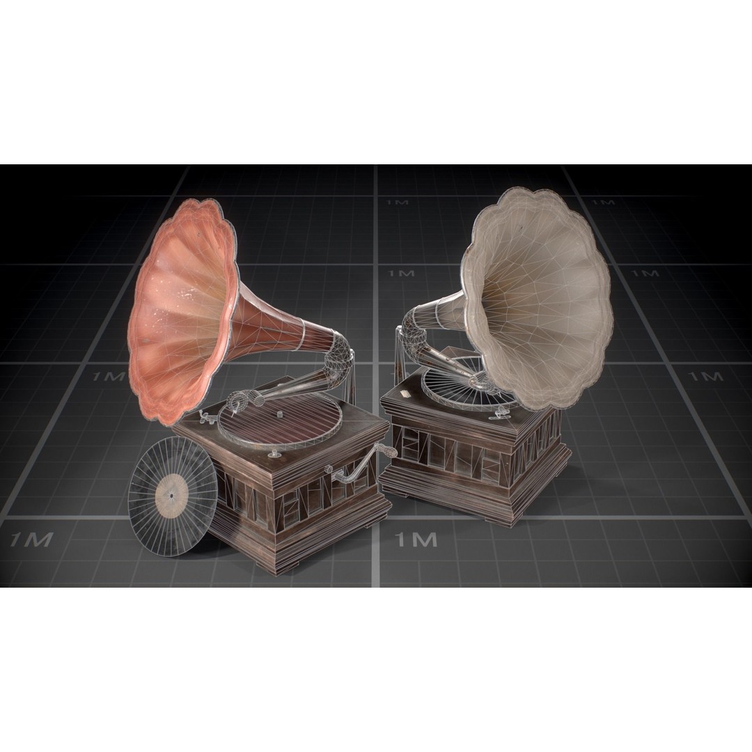 Used Soviet Gramophone 3D Model – Low Poly Game Asset, FBX - View 9