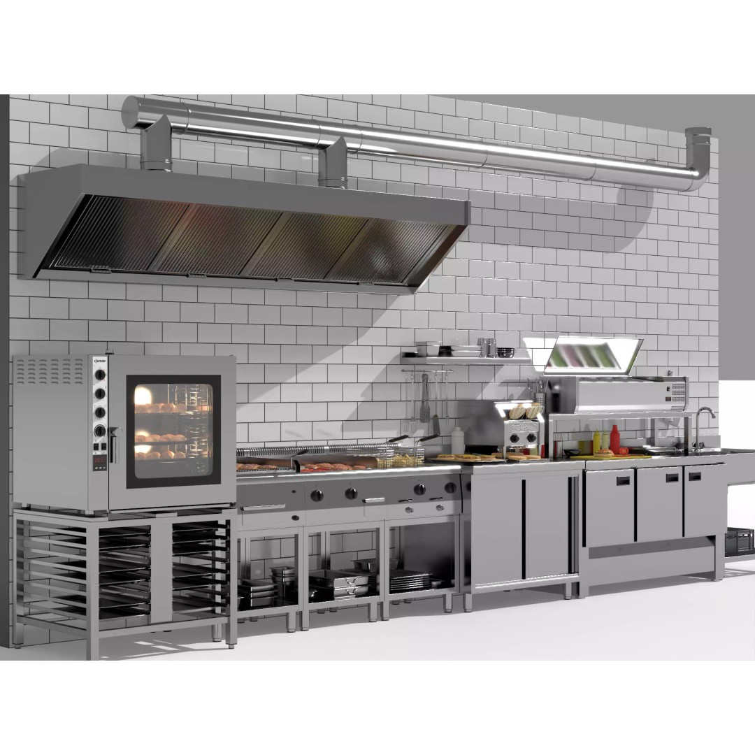 Burger Kitchen Production Line 3D Model – Low Poly Rigged Asset for Blender - View 10