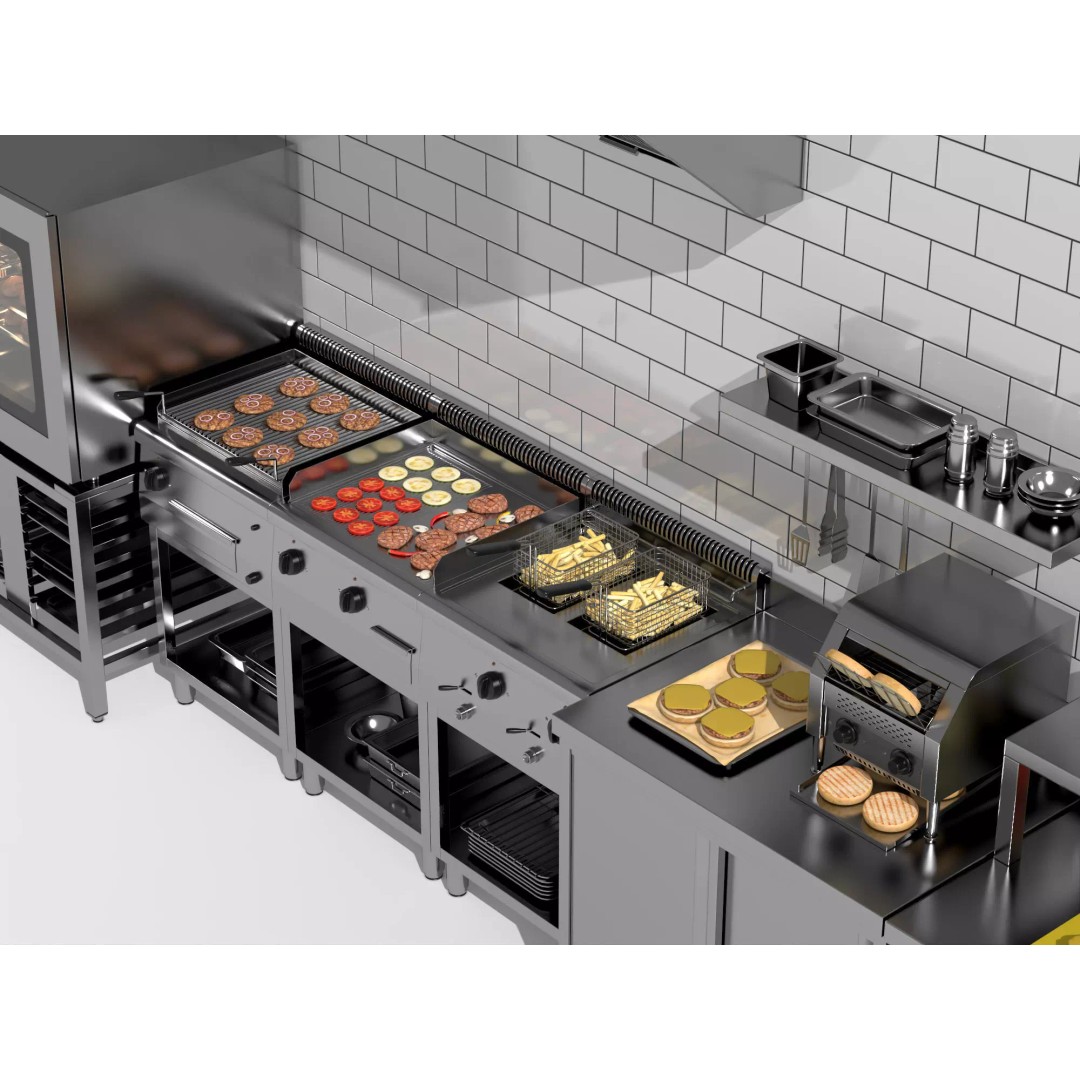 Burger Kitchen Production Line 3D Model – Low Poly Rigged Asset for Blender - View 8