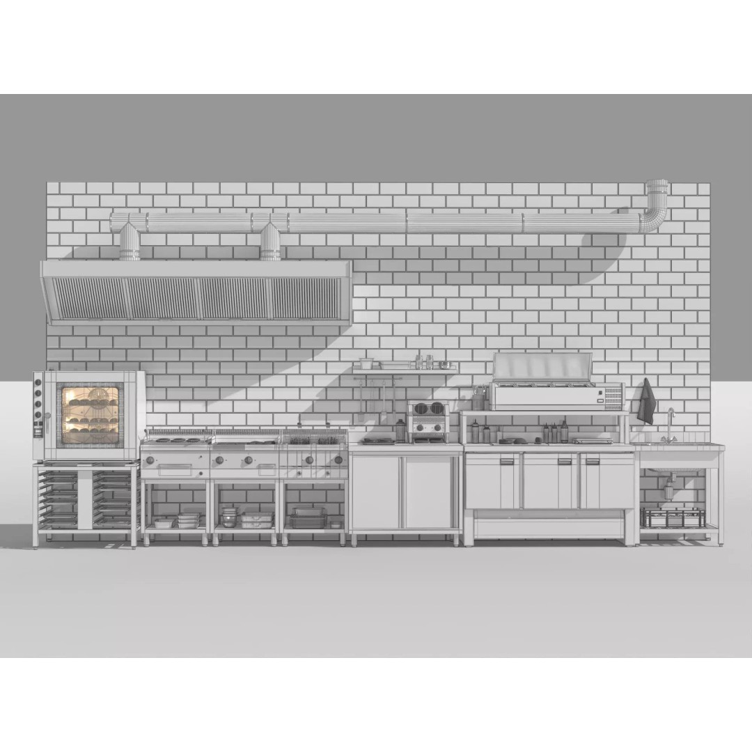 Burger Kitchen Production Line 3D Model – Low Poly Rigged Asset for Blender - View 9