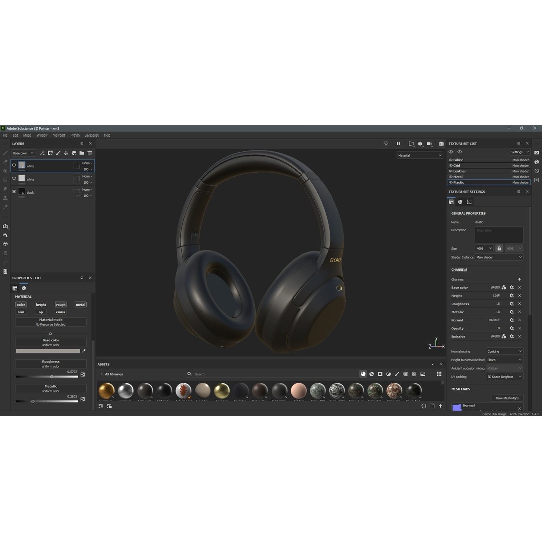 Sony WH-1000XM3 Headphones 3D Model – Photorealistic Game Asset, FBX - View 14
