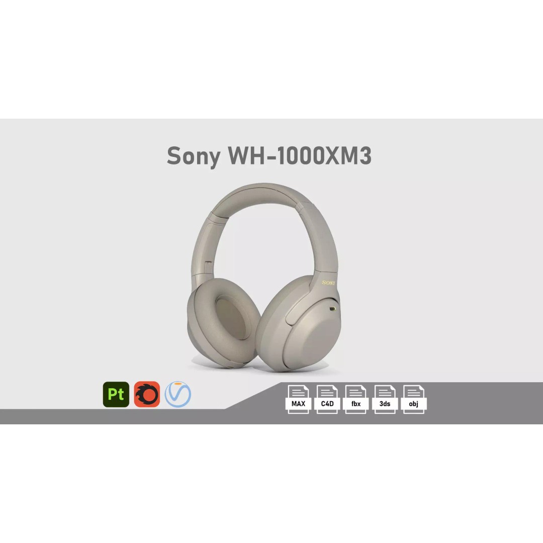 Sony WH-1000XM3 Headphones 3D Model – Photorealistic Game Asset, FBX - View 2