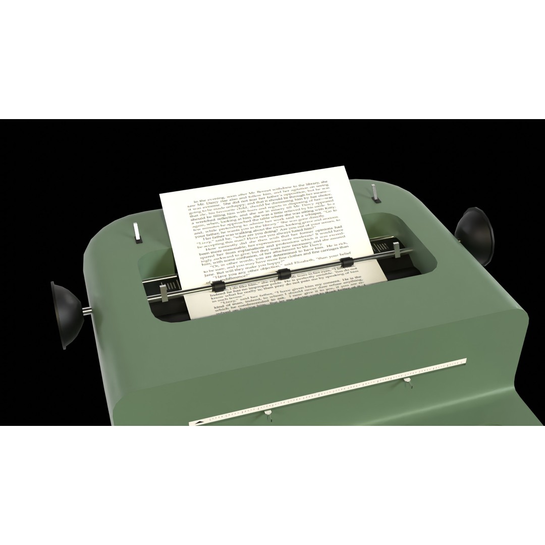 Typewriter 3D Model – Low Poly Game Ready PBR Asset, FBX, OBJ - View 4