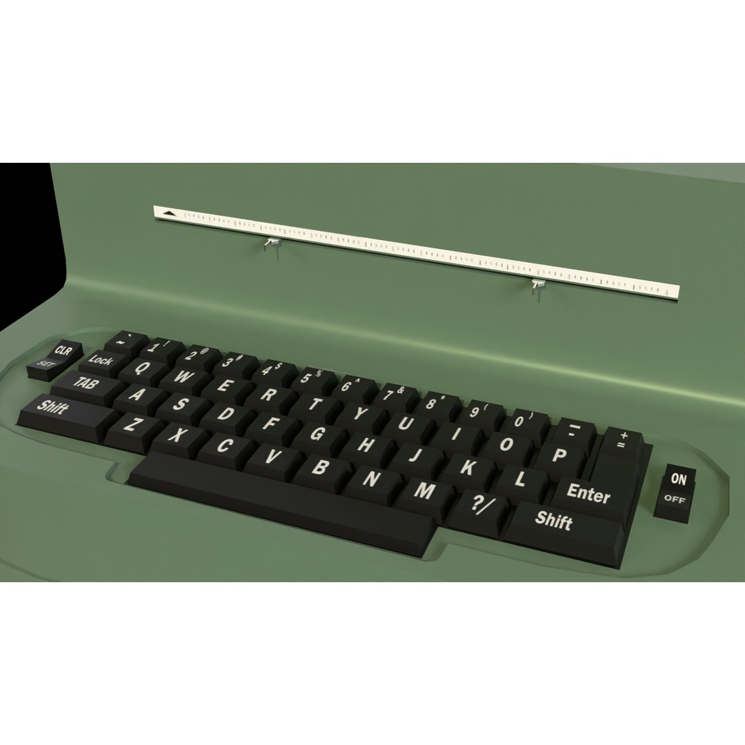Typewriter 3D Model – Low Poly Game Ready PBR Asset, FBX, OBJ - View 5