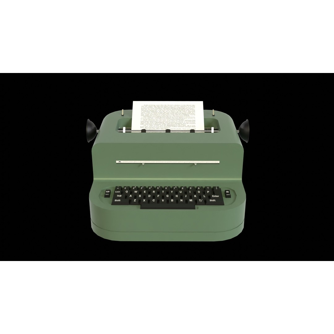 Typewriter 3D Model – Low Poly Game Ready PBR Asset, FBX, OBJ - View 6